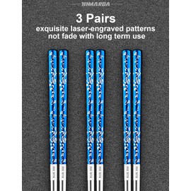 TINMARDA Metal Chopsticks Reusable 3 Pairs Stainless Steel Chopsticks Titanium Plated Dishwasher safe (Blue Silver), TMD333003