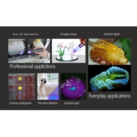 LIGHTFE Black Light Flashlight UV302 UV Flashlight 395nm Max.3000mW High Power for UV Glue Curing, Rocks and Mineral Glowing, Pet Urine Detector, AC Leak Detector