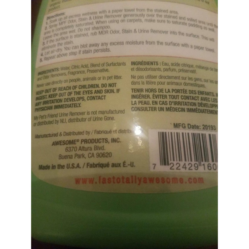 My Pet's Friend Pet Stain Odor & Urine Remover