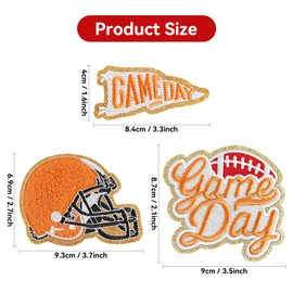 6 Pcs Chenille Rugby Gameday Embroidered Iron-on Patches Versatile DIY Appliques. Can be Ironed or Sewn. Ideal for Decorating Jackets, Hats, Backpacks, Jeans & More to Give Them a Fresh Look-Orange