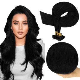 Full Shine Hair Extensions Ktip Human Hair with Keratin Fusion Hair Extensions 14 Inch 50 Grams Color 1 Jet Black Ktip Keratin Bond Hair Extensions Real Human Hair Prebonded Hair Extensions