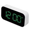 LED Digital Alarm Clock Brightness Adjustable 12/24Hr White Shell Green