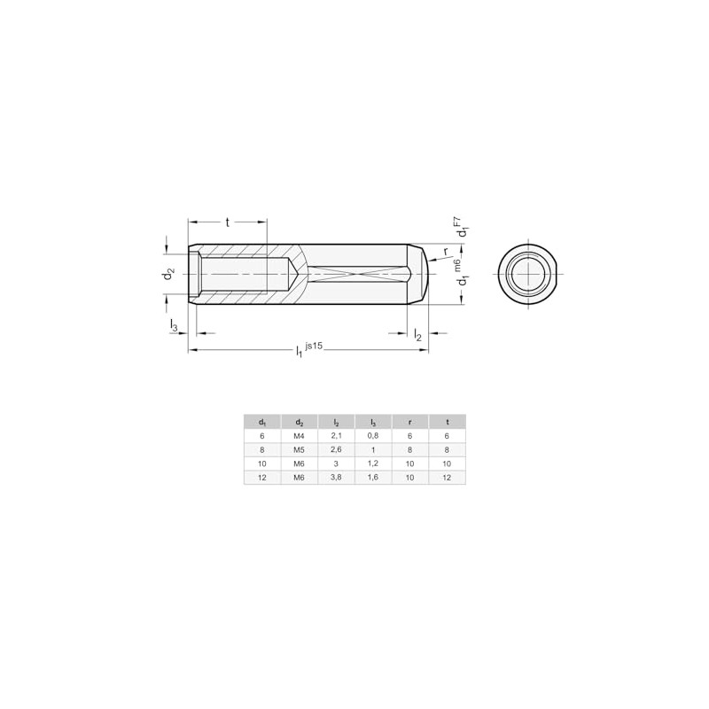 Ganter Normelemente Cylinder Pins DIN 7979 Pack of 10 Size