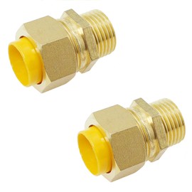 MTQY 2PCS Brass Compression Tube Fitting Connectors Male Brass Quick Coupling Socket 1/2inch Tube OD for Fuel Air Oil Natural Gas