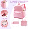Bulyoou 3 Pcs Pink Glitter Backpack with Lunch Bag Pencil