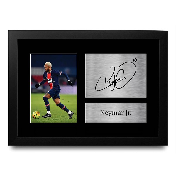 HWC Trading Neymar Jr A4 Framed Signed Printed Autographs Picture Print Photo Display Gift For PSG Football Fans