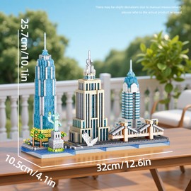 APENGBAOL New York Skyline Micro Mini Blocks Building Set, The Statue of Liberty,Empire State Architecture Building, Brooklyn Bridge, Gift for Kids and Adults (3262 Pieces)