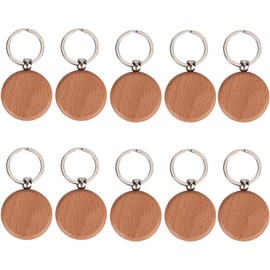 10 Llaveros de Haya, Etiquetas para Llaves, Llaveros en Blanco, para Hacer Bricolaje, Llavero de Doble Capa, Cadena de Apariencia Colorida para Decoración de(Tamaño redondo 4 CM)