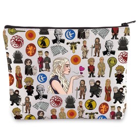 BWWKTOP Thrones Game Makeup Bag Daenerys Fans Gifts Eddard Zipper Pouch Bag Stark & Targaryen Gift House Stark Merch(Thrones Game)