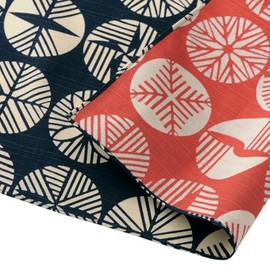 Japanese Reversible Furoshiki - Traditional Wrapping Cloth for Lunchbox or Gifts - 100% Cotton - 18.9 x 18.9 in - Navy Blue and Red - Made in Japan