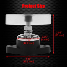 Ampper M8 (5/16") Power Distribution Block Bus Bar 12V with 8 x M4 (#8) Screws, HD 200A Single Stud Battery Junction Post Terminal Distribution Block W/Cover (Black)
