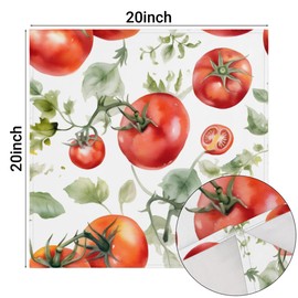 QsirBC Watercolor Tomatoes Leaves Cloth Napkins Set of 6 Reusable Washable Dinner Napkins 20x20 Square Decorative Napkins Soft for Kitchen Hotel Restaurant Banquet Wedding Party