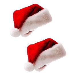 Losuya 2pcs Christmas Hat Santa Hats Unisex Velvet Comfort Christmas Hats Xmas Holiday Hats for Adults