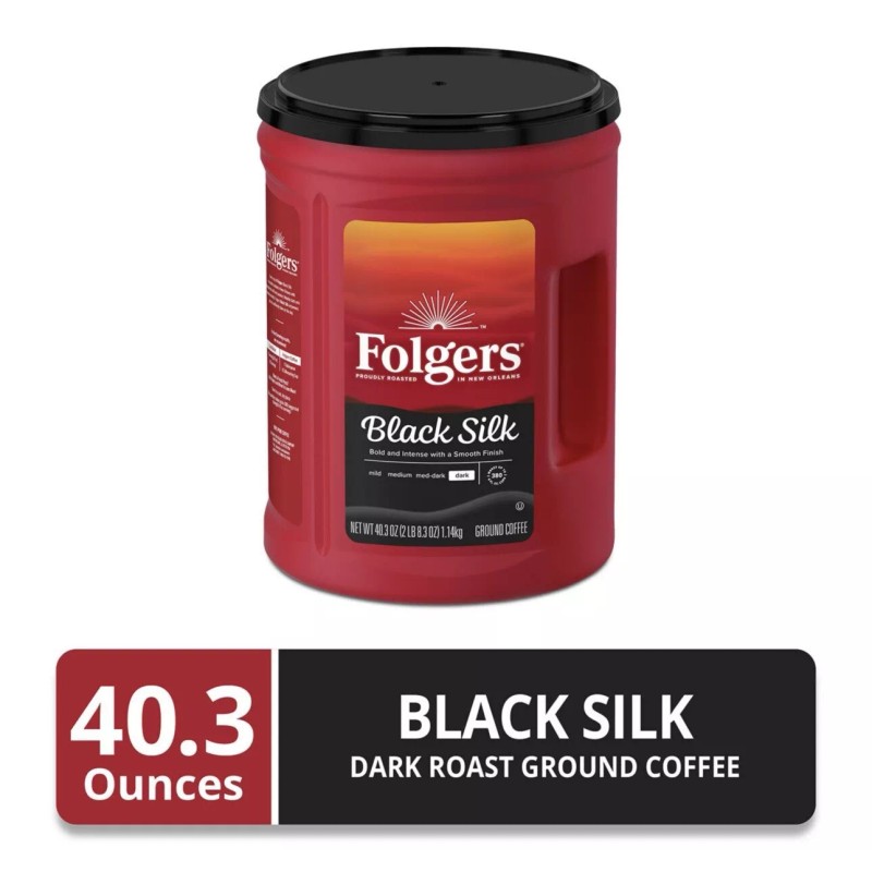Folgers Dark Roast Ground Coffee Black Silk 40.3 oz.