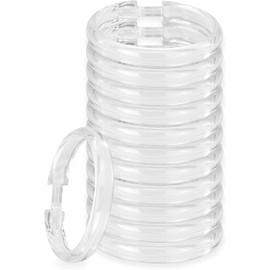 Rocky Mountain Goods Simple Spaces Clear Plastic Curtain Rings - 12 Pack - Click securely in Place - Unbreakable Plastic - True O Ring Design - Slides Easily Without Screeching Like Metal (Clear)