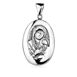 Silverzone77 Sterling Silver 925 Oval Religious Virgin Mary and Child Pendant Unisex Necklace Charm Spiritual Handmade Jewellery
