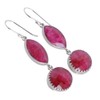 Natural Ruby Gemstone Marquise and Round Drop Dangling Earrings Valentine's
