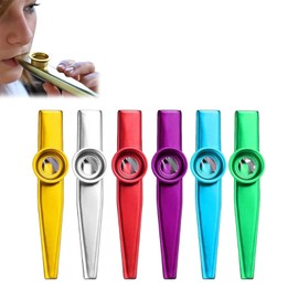 dinghaole 6 Pcs Kazoos Multipack, 6 Colors Metal Kazoos Musical Instruments, Aluminum Alloy Metal Kazoo, Kazoo Musical Instruments Used For Instrumental Accompaniment, Like Guitar, Violin, Piano