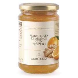 Agrisicilia Marmellata di arance con zenzero, con arance Siciliane, dal sapore speziato e delicato ideale per colazione e merenda, vasetto da 360 grammi