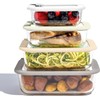Bentgo Signature Leak-Proof Glass Food Storage - 8-Piece Set, 1-Compartment Plastic-Free Containers with Airtight Glass Lids, BPA-Free, Microwave, Freezer, Oven & Dishwasher Safe (White Stone)