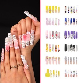 Lovful Square Mid Length 1 H23-H195 10Pcs Handmade Acrylic Press On Nails Fake Nails Nail Art Nail Care - Specification: H86, Nail Bed Size: Nail Bed: M