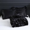 Bedorm Black Stripe Comforter Set 6 Pcs Satin Queen Comforter
