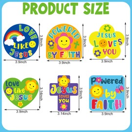 Trandraft 36 Sets Religious Crafts for Kids Bulk DIY Retro Faith Magnets Craft Kits Jesus Christian Groovy Crafts Jesus Loves You Paper Crafts for Classroom VBS Sunday School Home Church Activities