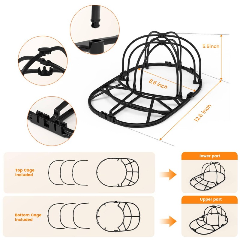 XQXA Hat Washer Cage 2-Pack - Baseball Cap Washing Machine