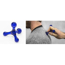 SELFnobb - 4-head massager, self-massage for back, neck, shoulder, feet, thumb and much more - universally applicable, trigger point massage at home, in the office or on the go (blue)