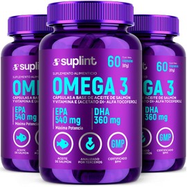 Omega 3 de Aceite de Salmón 3420 mg – EPA, DHA y Vitamina E – Suplemento Natural para Corazón, Cerebro y Articulaciones – Sin Gluten, Sin OGM – 60 Cápsulas (3 Pack)