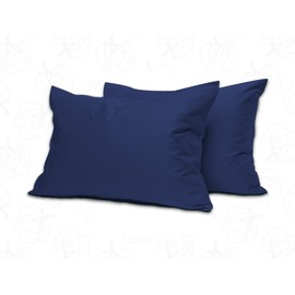 MistyMorning Pillow Cases 2 Pack, Soft & Premium quality Bedding & Linen, 100% Egyptian Cotton with 200 Thread Count. (50 * 75+15 cm (Navy)