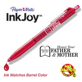 G.T. Luscombe Paper:Mate INK Joy Fast Drying, No Bleed, Comfort Rubber Grip, No Smear For Bible Study, Journaling, Ballpoint Writing Pen, Honor Your Father & Mother Red