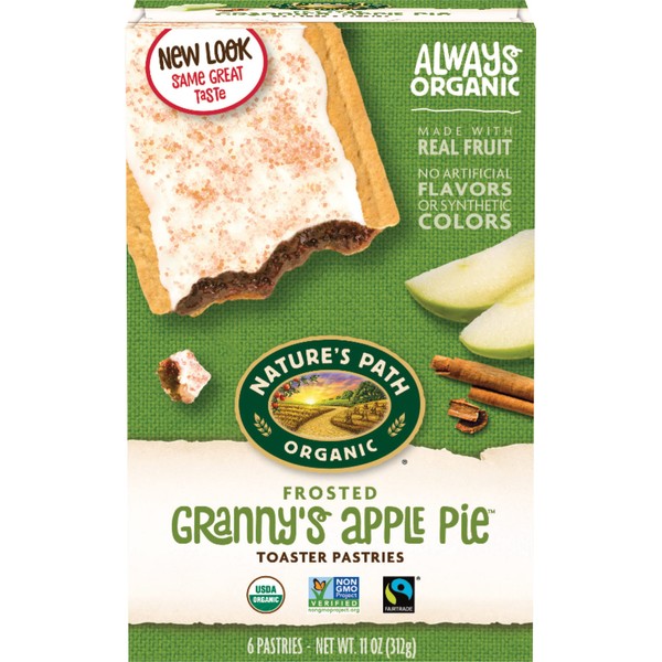 Nature's Path Organic Toaster Pastries, Frosted Granny's Apple Pie, 72 Count (Pack of 12, 11 Oz Boxes), Made From Real Apples