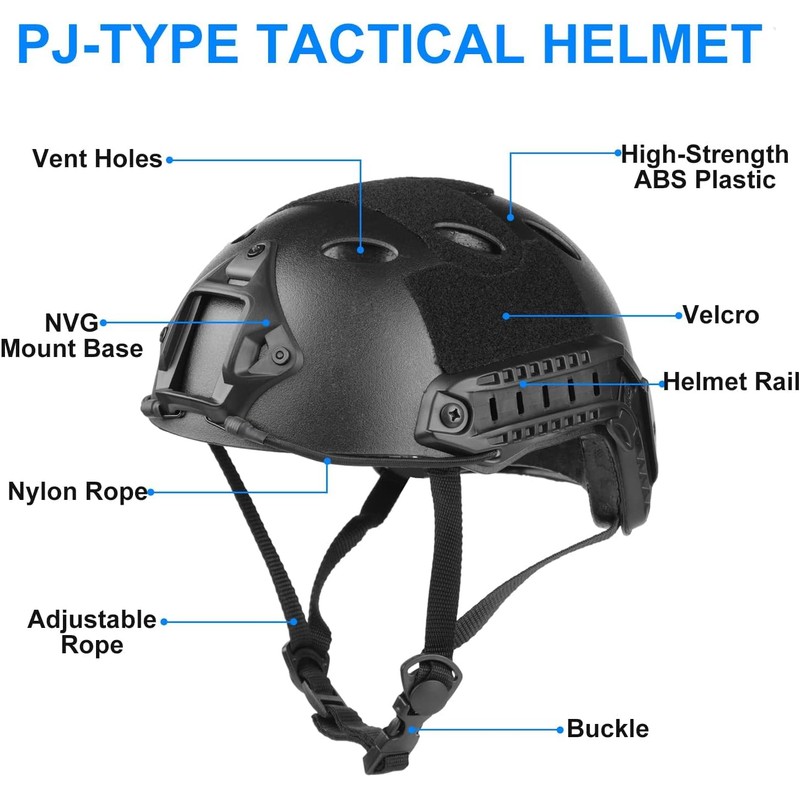 Airsoft Helmet and Mask, PJ Fast Helmet with Front NVG