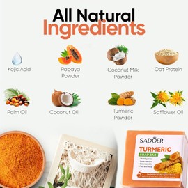 Turmeric Facial Soap - Dark Spot Remover for a Radiant and Youthful Skin Complexion Natural Skin Care, Moisturising, Pore Cleansing, Elasticity Restoring, 100 g