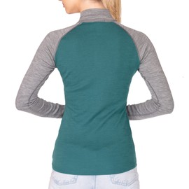 MERIWOOL Womens Base Layer 100% Merino Wool Midweight 250g Half Zip Sweater for Women Gray Heather/Teal