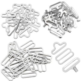 50 Sets Adjustable Bow Tie Hardware Clip Set, Metal Cravat Clip Hook Fastener for Necktie Strap (Silver)