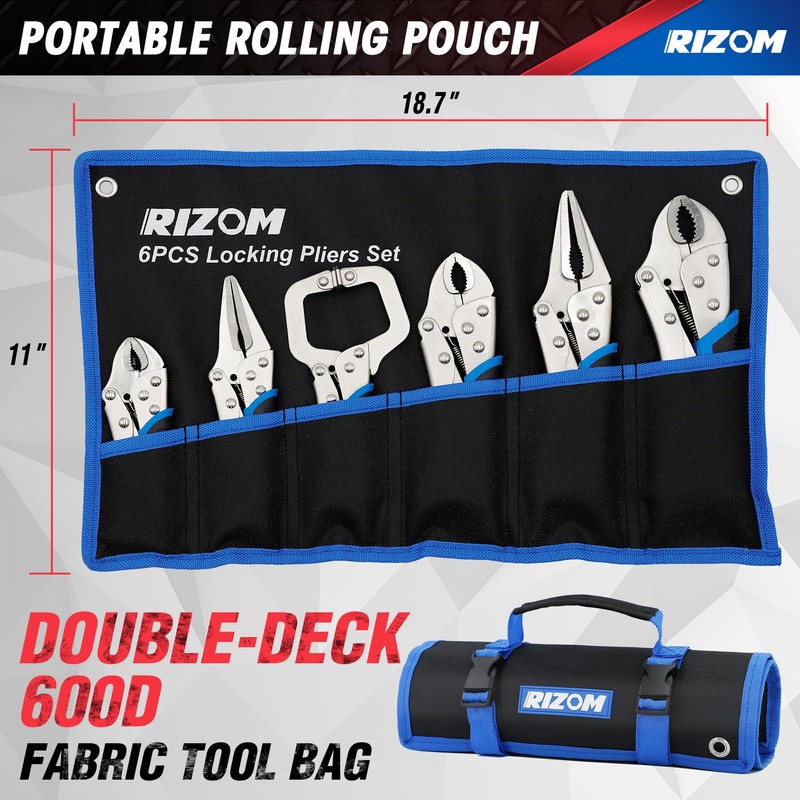 Rizom Vice Grips Pliers Set, 6-Piece Locking Pliers Set, 6-1/2”,