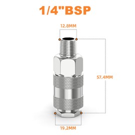 GASHER 2PCS 1/4 Inch Air Line Connectors, 1/4" BSP Male Thread Euro Airline Hose Compressor Fittings, Quick Connect Air Coupler Air Hose Fittings,Air Coupler