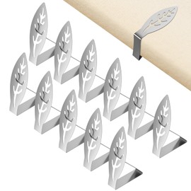 VINATO 12 Pezzi Tovaglia Clip in Acciaio Inox, Ferma Tovaglia da Esterno, Design a Foglia, Adattano a Tavoli con Spessore Fino a 4 cm, Fermatovaglia da Tavola per Picnic, Barbecue, Matrimoni, Feste