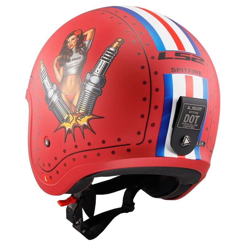 LS2 Helmets Open Face Spitfire Spark Helmet (Primer Red -