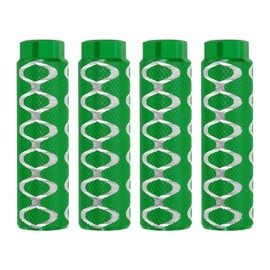 PATIKIL Bike Pegs Fit 3/8 Inch Axles, 4 Pack Aluminum Alloy Anti-Skid Lead Foot Bicycle Peg Back Seat Stands with Circle for BMX Mountain Dirt Bike Cycling Rear Stunt Pegs, Green