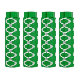 PATIKIL Bike Pegs Fit 3/8 Inch Axles, 4 Pack Aluminum Alloy Anti-Skid Lead Foot Bicycle Peg Back Seat Stands with Circle for BMX Mountain Dirt Bike Cycling Rear Stunt Pegs, Green