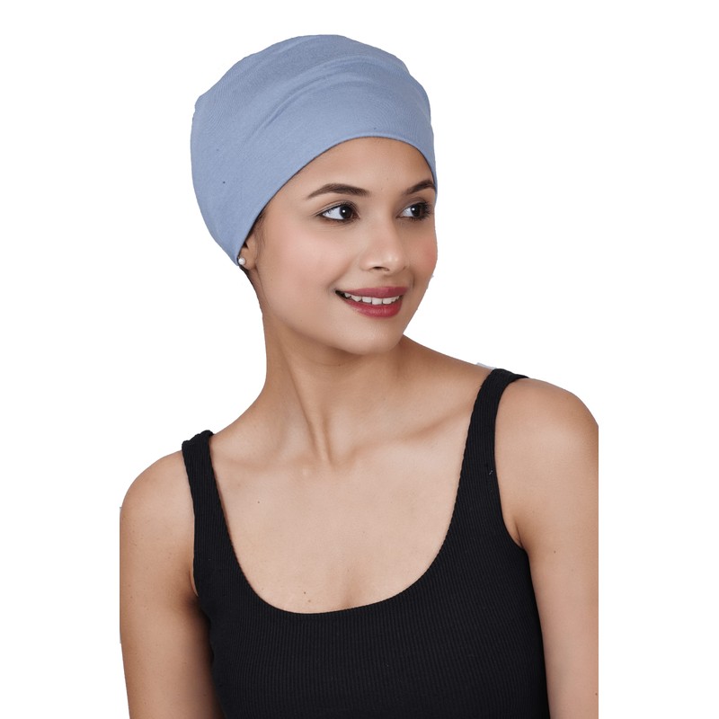 SAKUCHI Chemo Hats Solid Women's Bamboo Soft Headwear, FadedDenim, Unit