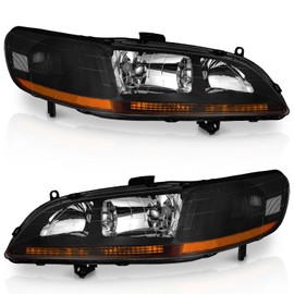 WEELMOTO for 1998-2002 HONDA ACCORD Headlights for 98-02 Headlight Assembly Pair Headlamp Replacement Black Housing Amber Reflector Left+Right