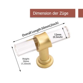 Pack of 10 Knobs for Furniture, Drawers, Cupboards, Cabinets or Doors, Stainless Steel, Country House Style, Single Hole, 50 Mm Total Length, Great for Kitchen and Bathroom, LS1212GD