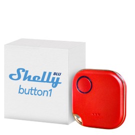 Shelly BLU Button1 Red | Bluetooth-Operated Action and Scenes Activation Button | Home Automation | iOS Android App | No Hub Required | Long Battery Life | LED Indication | Buzzer | Broad Range