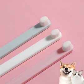 LINGXIYA Pet Toothbrush, Extra Soft Dog & Cat Toothbrushes Dental Cleaning Brushes for Puppy Small Pet and Cat Dogs Teeth Dental Health 3 Pack Kit (White/Green/Pink)