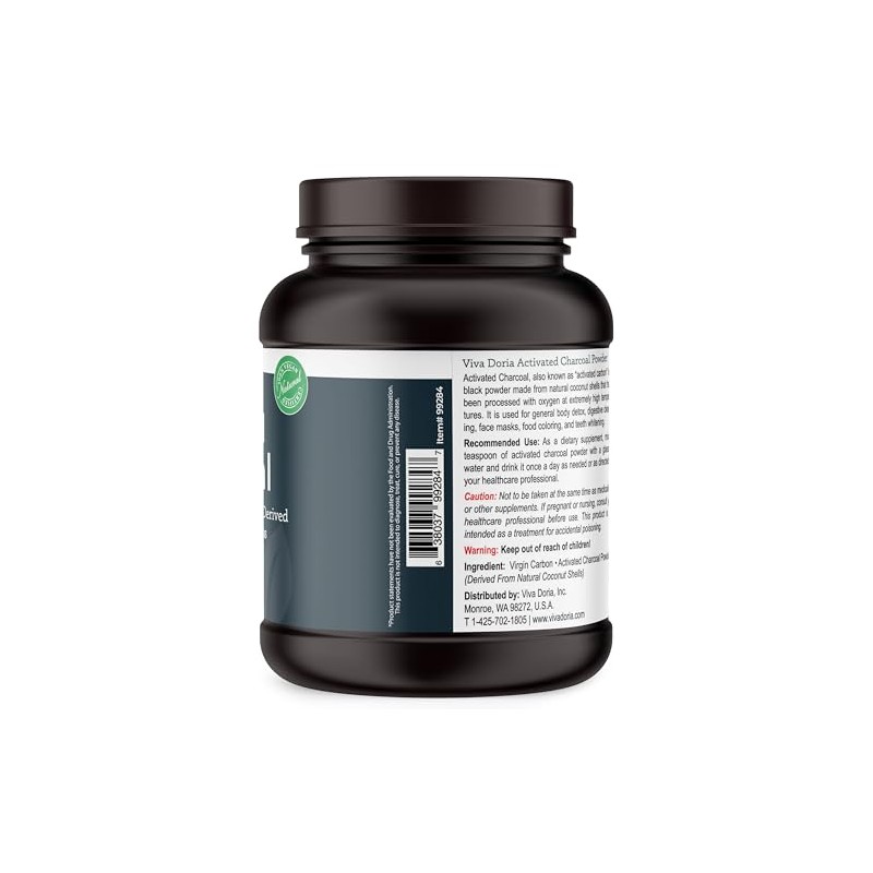 Viva Doria Virgin Activated Charcoal Powder, Coconut Shell Derived, Food