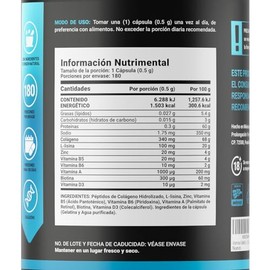 B Life Company Vitaminas para el Cabello del Hombre 180 Cápsulas 500 mg por cápsula. Colágeno Hidrolizado, L Lysina, Zinc, B5, B6, Biotina y D3. Ingre